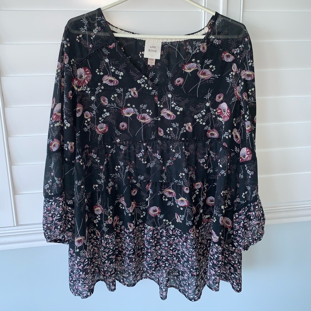 Mixed Flower print loose fit blouse